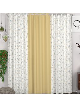 CHHAVI INDIA - Polyester 7 Ft Semi-Transparent Floral Door Curtains(Pack Of 3)