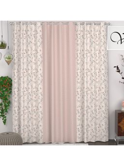 CHHAVI INDIA - Polyester 7Ft Semi-Transparent Floral & Polka Dot Door Curtains (Pack Of 3)