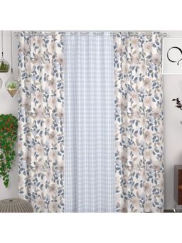 CHHAVI INDIA - Floral & Checkered Semi-Transparent 7Ft Door Curtains (Pack Of 3)