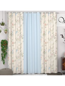 CHHAVI INDIA - Polyester Semi-Transparent 7 Feet Floral & Geometric Print Door Curtains (Pack Of 3)