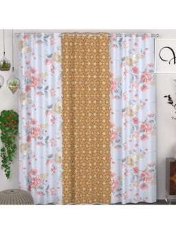 CHHAVI INDIA - Polyester 7Ft Semi-Transparent Floral & Geometric Door Curtains (Pack Of 3)