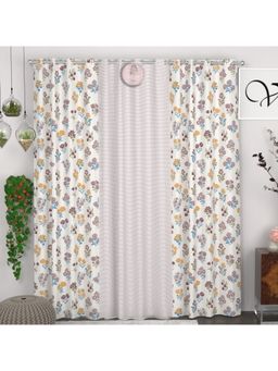 CHHAVI INDIA - Polyester 7Ft Semi-Transparent Floral & Geometric Door Curtains (Pack Of 3)