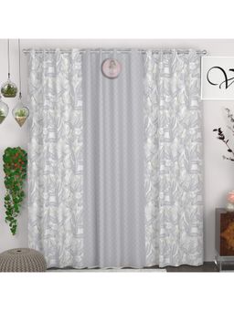 CHHAVI INDIA - Polyester 7Ft Semi-Transparent Floral Door Curtains (Pack Of 3)