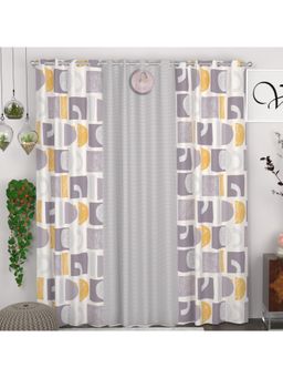CHHAVI INDIA - Polyester 7Ft Semi-Transparent Modern Geometric Print Door Curtains (Pack Of 3)