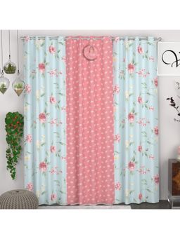 CHHAVI INDIA - Polyester 7Ft Floral Semi-Transparent Door Curtains (Pack Of 3)