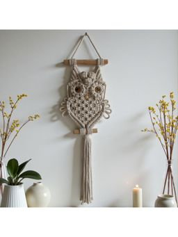 Sun Mun Decors - White Premium Macrame Owl Décor