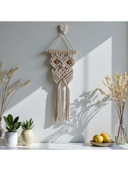 Sun Mun Decors - White Premium Macrame Owl Décor