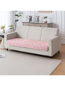 House of Quirk - Printed Quilted Anti Slip Couch Protector White Four Seater Sofa cover