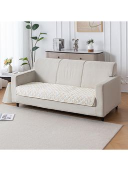 House of Quirk - Printed Quilted Anti Slip Couch Protector Sunny Bloom Four Seater Sofa cover