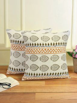 Eyda - Hand Block Cotton Cushion Cover Set of 2 (18x18 Inch)