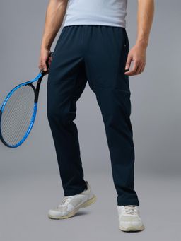 Technosport - Men Navy Blue Solid Regular Fit Sports Cargo Trackpants with Ts Flexi