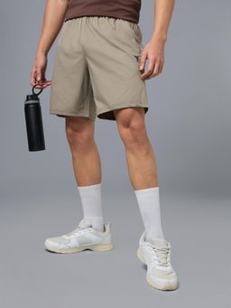 Technosport - Men Khaki Solid Relaxed Fit Sports Shorts with Ts Lytra