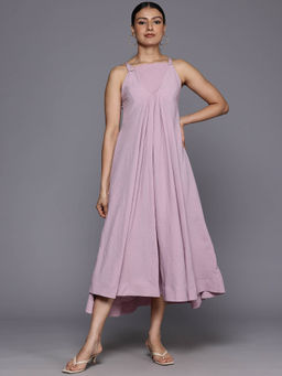 Varanga - Women Lavender Gathered Midi Dress with Detachable Gusset (Set of 2)