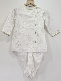 MASTARANG - Boys Off White Foil Print Kurta & Dhoti