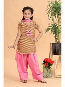 MASTARANG - Girls Mustard Kurta & Farsi Salwar with Dupatta