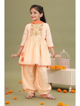 MASTARANG - Girls Peach Kurta & Afghani Salwar with Dupatta