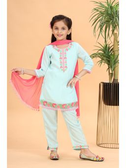 MASTARANG - Girls Aqua Kurta & Pant with Dupatta