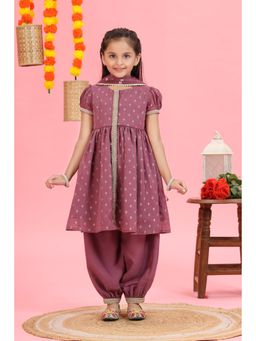 MASTARANG - Girls Purple Kurta & Afghani Salwar with Dupatta