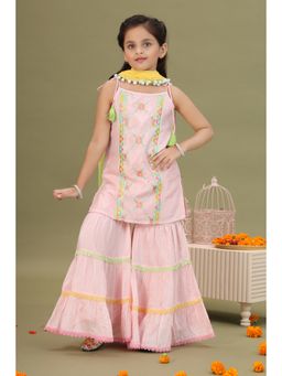 MASTARANG - Girls Pink Kurta & Sharara with Dupatta