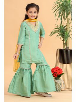 MASTARANG - Girls Green Kurta & Sharara with Dupatta