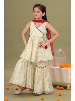 MASTARANG - Girls Off White Kurta & Sharara with Dupatta