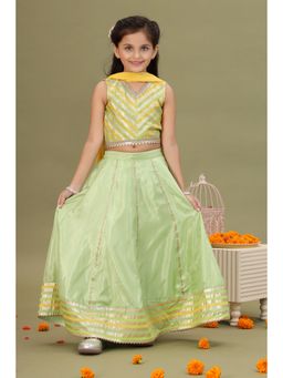 MASTARANG - Girls Green Kalidhar Lehenga Choli with Dupatta