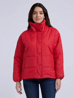 Pepe Jeans - Red High Neck Full Sleeve Puffer Jacket