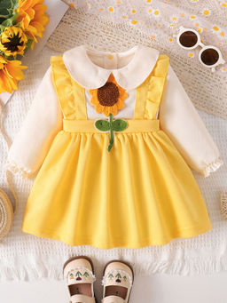 Hopscotch - Floral Applique Casual Dress