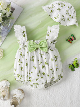 Hopscotch - Floral Print Onesie with Cap