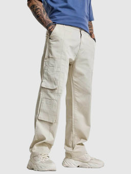 Snitch - Men Cream Solid Cargo