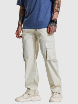 Snitch - Men Off White Solid Cargo