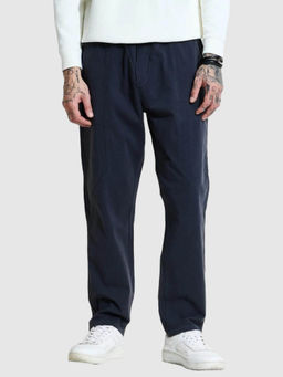 Snitch - Men Navy Blue Solid Trouser