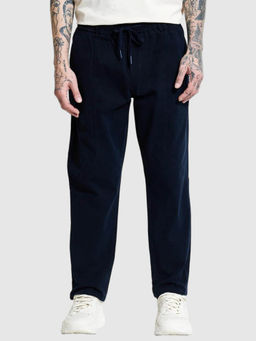 Snitch - Men Navy Blue Solid Trouser
