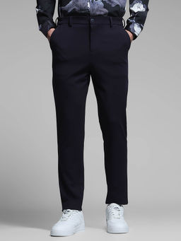 Jack & Jones - Men Navy Blue Solid Trouser