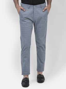 CRIMSOUNE CLUB - Mens Plain Check Grey Straight Trouser