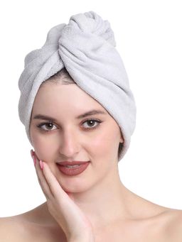 Creeva - White Quick-Dry Cotton Hair Towel Wraps (Pack Of 2)