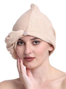 Creeva - Cream Quick-Dry Cotton Hair Towel Wraps (Pack Of 2)