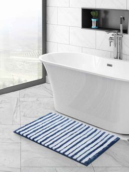 OBSESSIONS - Blue Super Soft Anti-Skid Stripe Bath Mat