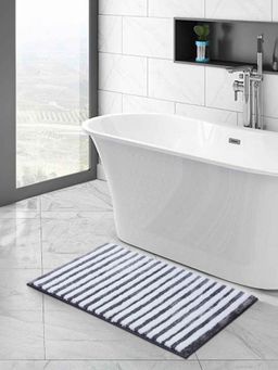 OBSESSIONS - Grey Super Soft Anti-Skid Stripe Bath Mat