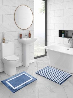 OBSESSIONS - Blue Super Soft Anti-Skid Bath Mats (Set Of 2)