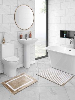 OBSESSIONS - Brown Super Soft Anti-Skid Bath Mats (Set Of 2)