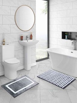 OBSESSIONS - Grey Super Soft Anti-Skid Bath Mats (Set Of 2)