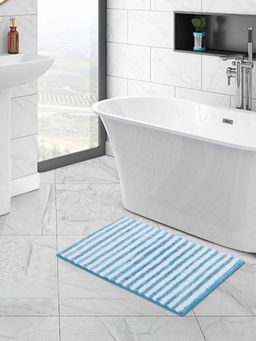 OBSESSIONS - Sky Blue Super Soft Anti-Skid Stripe Bath Mat