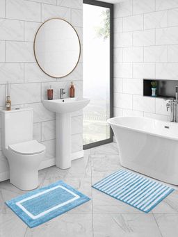 OBSESSIONS - Blue Super Soft Anti-Skid Bath Mats (Set Of 2)