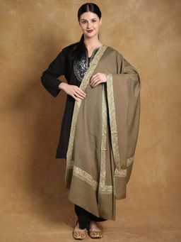 EXOTIC INDIA - Women Kashmiri Woolen Olive Shawl