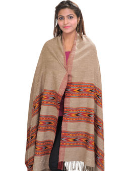 EXOTIC INDIA - Traditional Kingri Woolen Brown Shawl