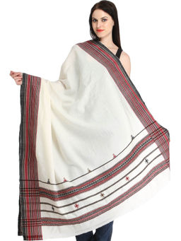 EXOTIC INDIA - Traditional Women Soft Woolen Ivory Shawl