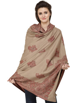 EXOTIC INDIA - Women Beige Traditional Jamawar Shawl