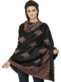 EXOTIC INDIA - Women Black Traditional Jamawar Shawl