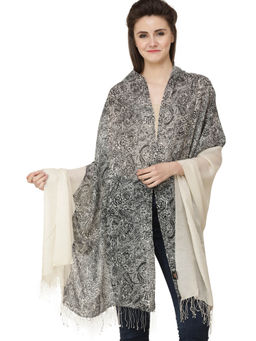 EXOTIC INDIA - Traditional Soft Fabric Woolen Nepali Cream Shawl